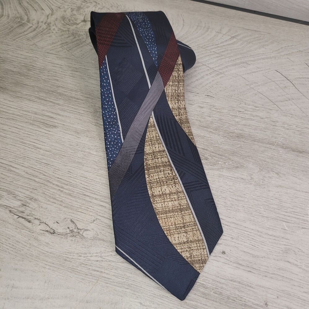 Towncraft Town Craft Mens Geometric Necktie Tie Preowned Polyester Made In USA